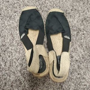 Black Coach espadrille slip ons
